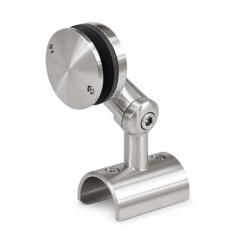 Pivoting Glass-mounted Handrail Saddle Bracket