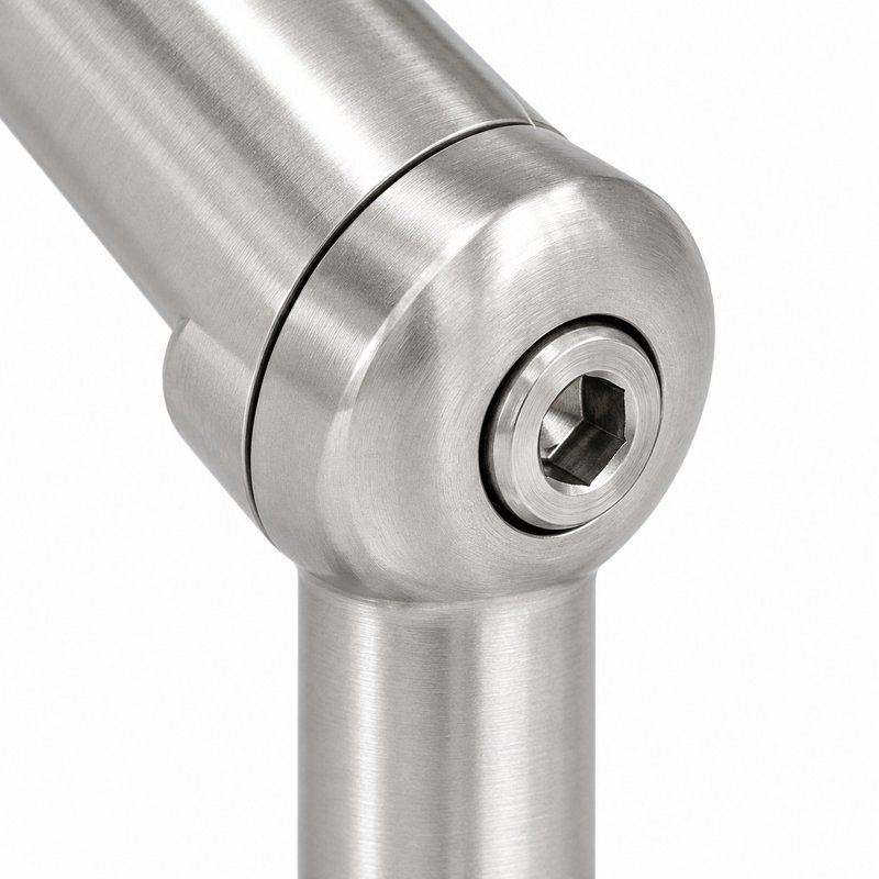Matte Silver Pivoting Glass-mounted Handrail Saddle Bracket