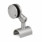 Matte Silver Pivoting Glass-mounted Handrail Saddle Bracket