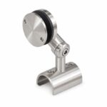 Matte Silver Pivoting Glass-mounted Handrail Saddle Bracket