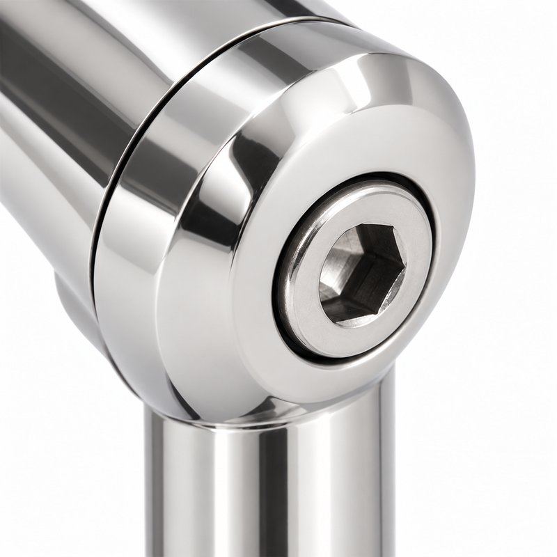 Reflective Silver Pivoting Glass-mounted Handrail Saddle Bracket