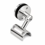 Reflective Silver Pivoting Glass-mounted Handrail Saddle Bracket