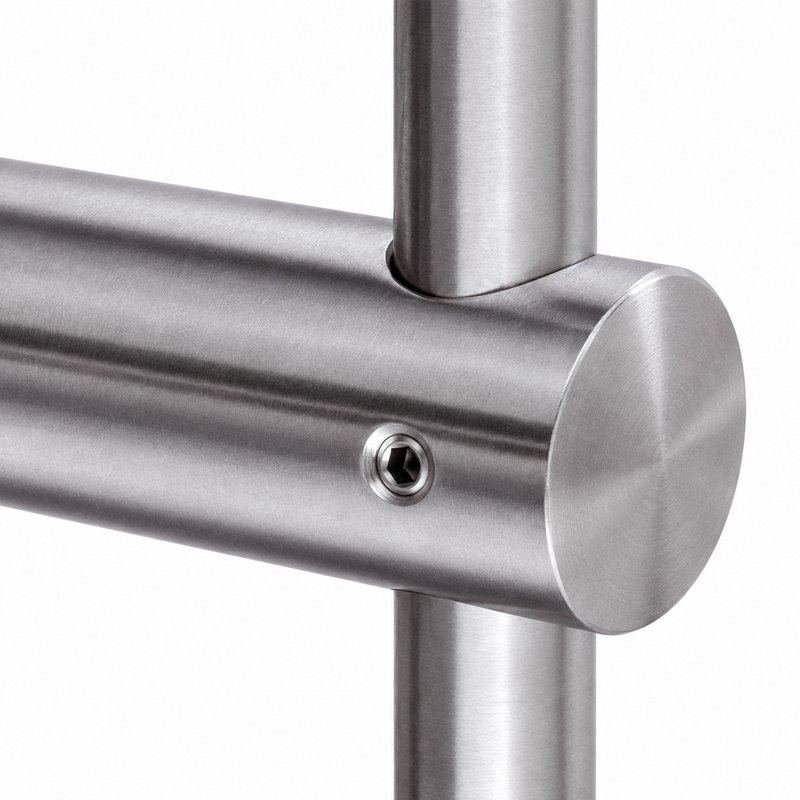 Matte Silver Straight-arm Glass-mounted Handrail Bracket