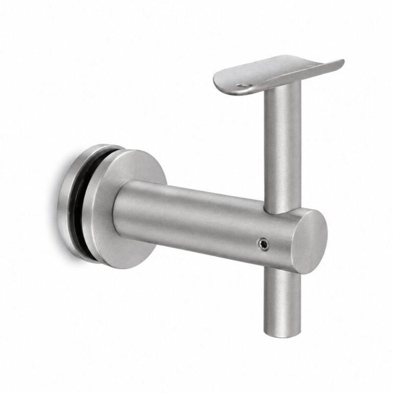 Matte Silver Straight-arm Glass-mounted Handrail Bracket