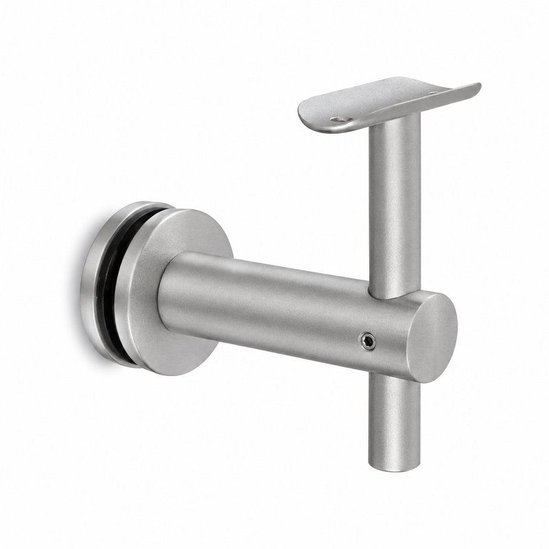 Matte Silver Straight-arm Glass-mounted Handrail Bracket