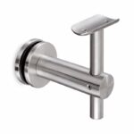 Matte Silver Straight-arm Glass-mounted Handrail Bracket
