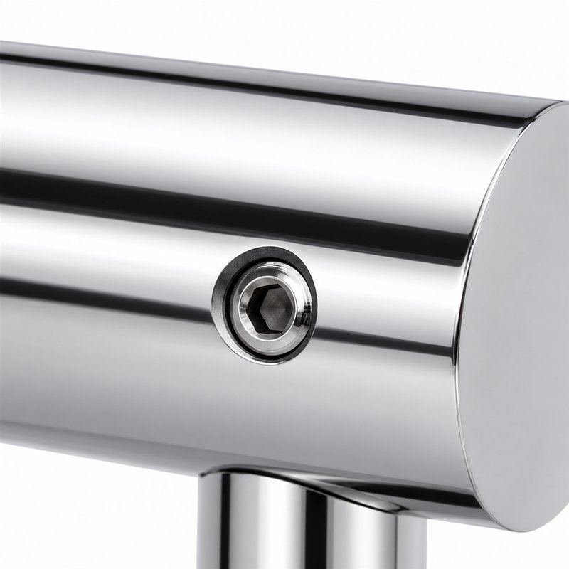 Reflective Silver Straight-arm Glass-mounted Handrail Bracket