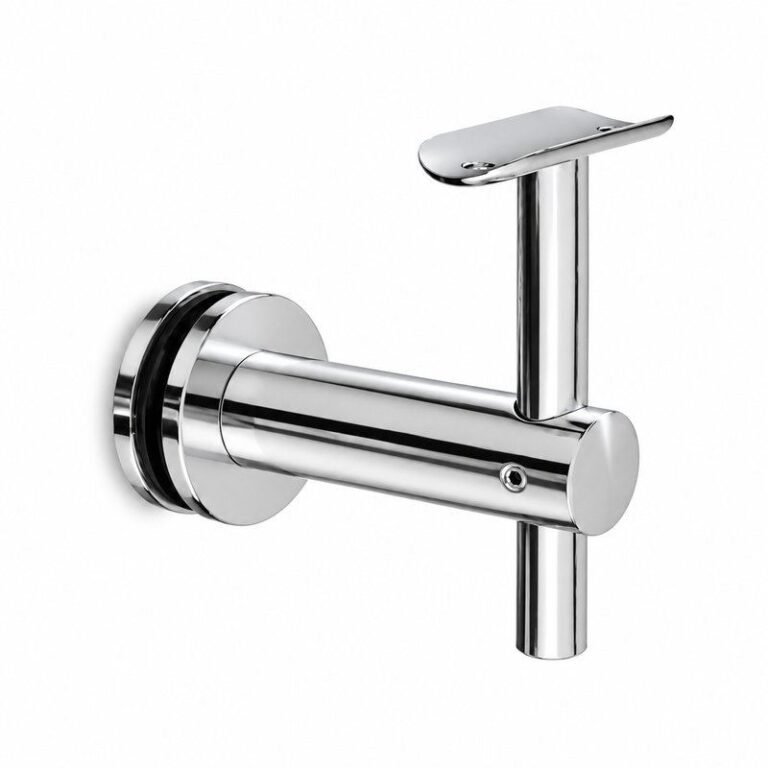 Reflective Silver Straight-arm Glass-mounted Handrail Bracket