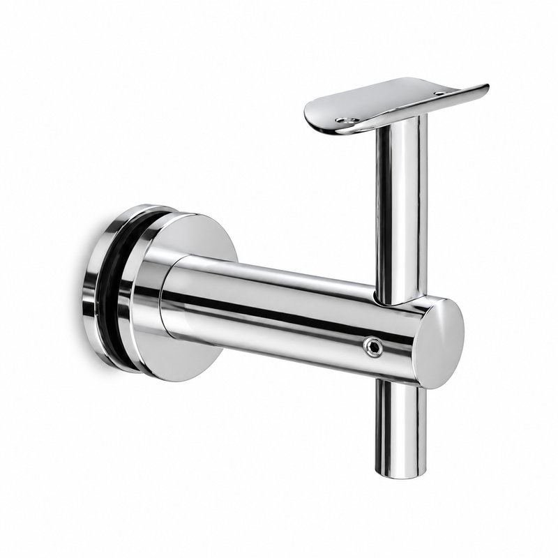 Reflective Silver Straight-arm Glass-mounted Handrail Bracket