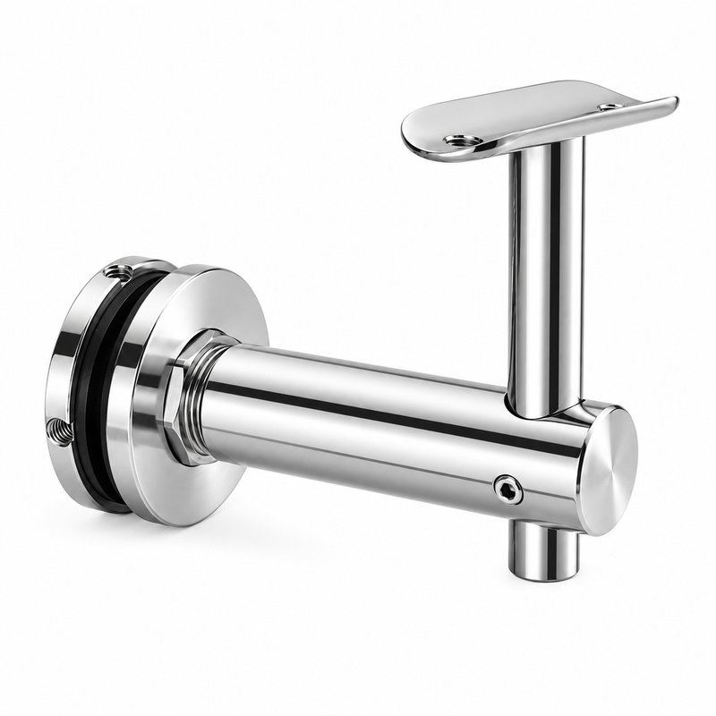 Reflective Silver Straight-arm Glass-mounted Handrail Bracket