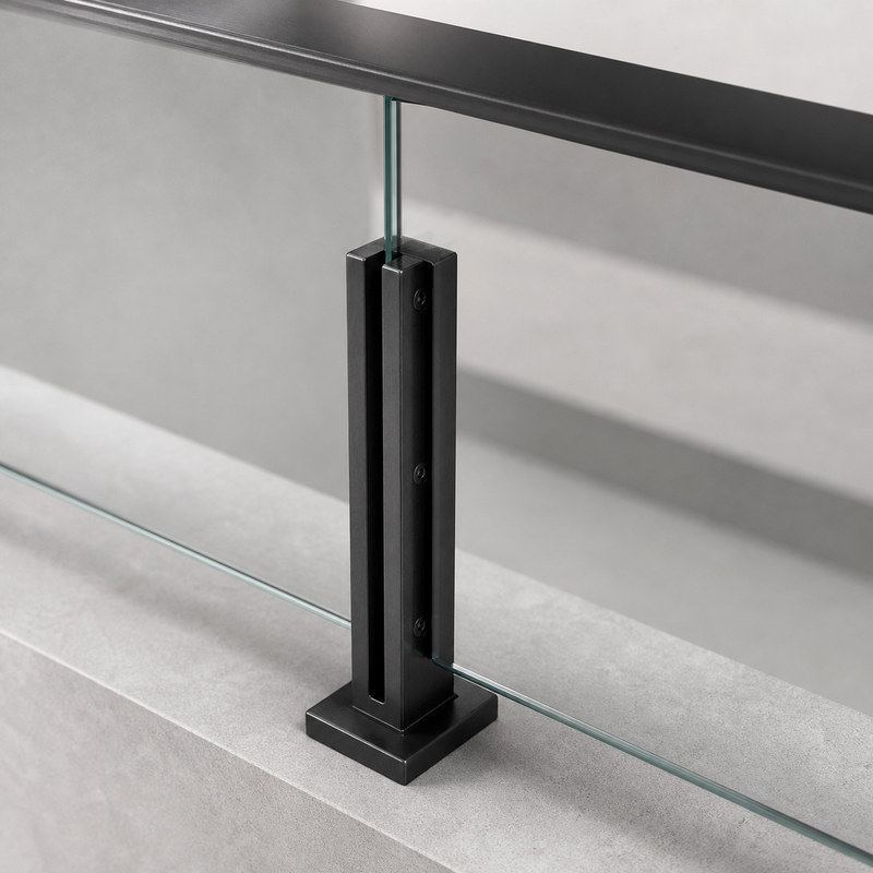 Black Slotted Mini Glass Railing Post