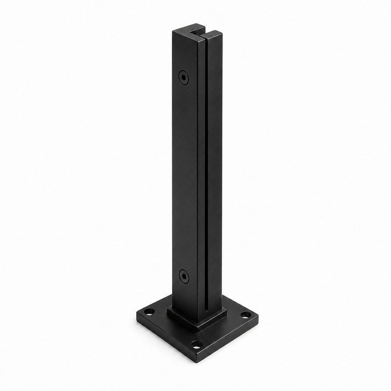 Black Slotted Mini Glass Railing Post