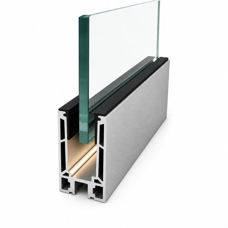 Matte Silver Glass Railing Base Shoe with Lighting Recess