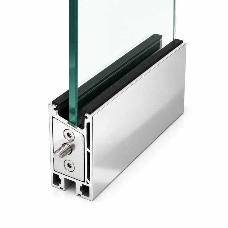 Reflective Silver Glass Railing Base Shoe with Lighting Recess