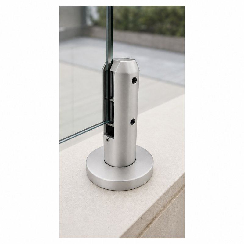 Matte Silver Round-base Glass Spigot with Rectangular Pads