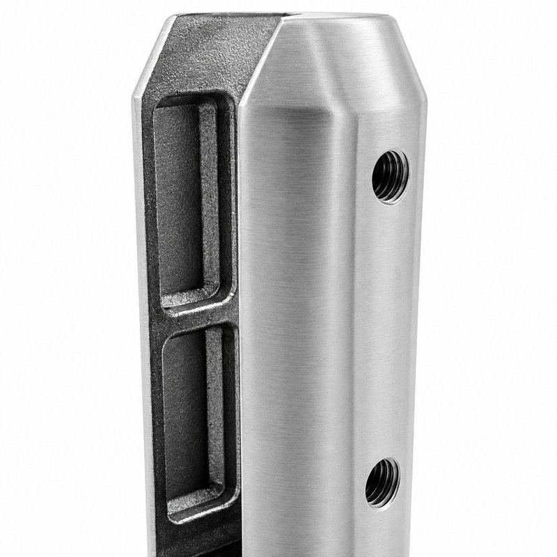 Matte Silver Round-base Glass Spigot with Rectangular Pads