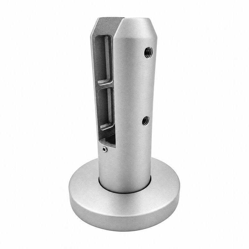 Matte Silver Round-base Glass Spigot with Rectangular Pads