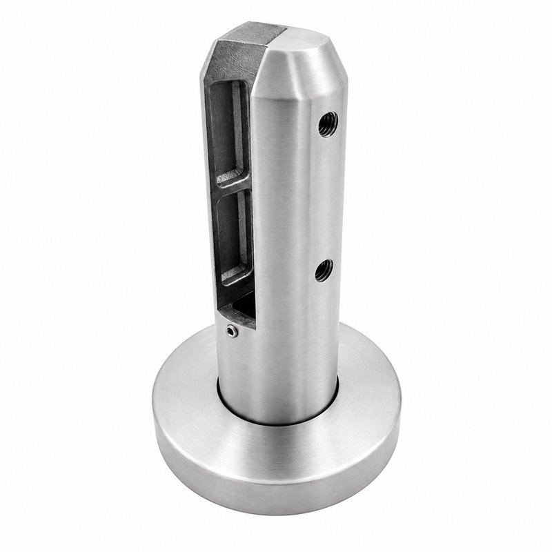 Matte Silver Round-base Glass Spigot with Rectangular Pads