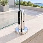 Reflective Silver Round-base Glass Spigot with Rectangular Pads