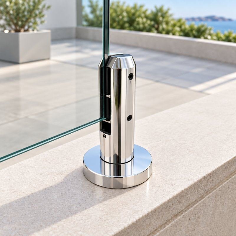 Reflective Silver Round-base Glass Spigot with Rectangular Pads