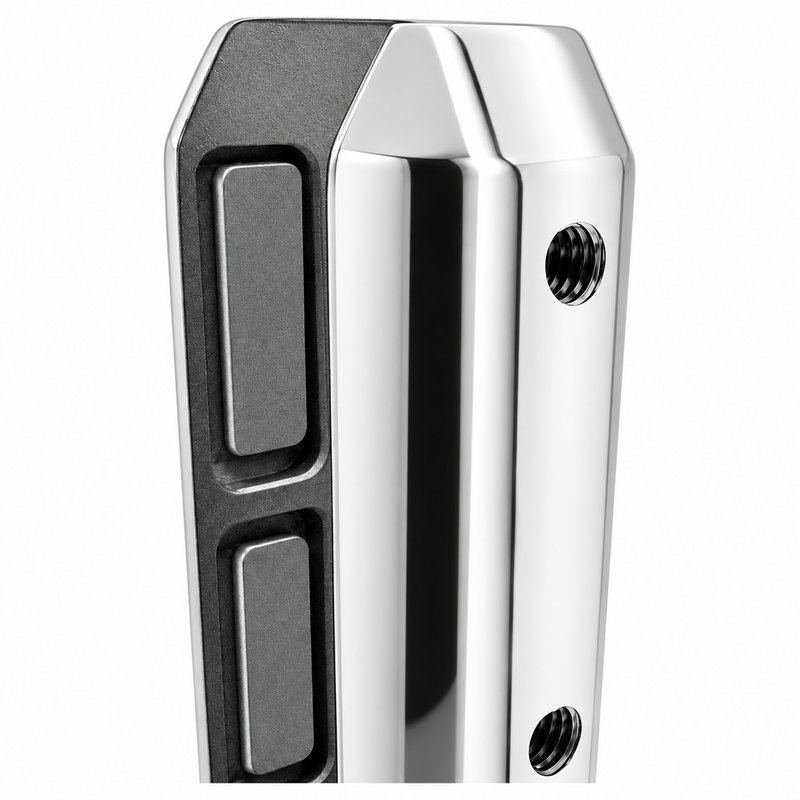 Reflective Silver Round-base Glass Spigot with Rectangular Pads