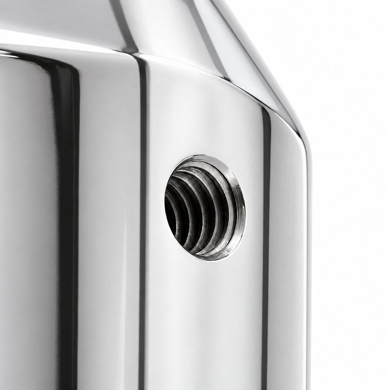 Reflective Silver Round-base Glass Spigot with Rectangular Pads