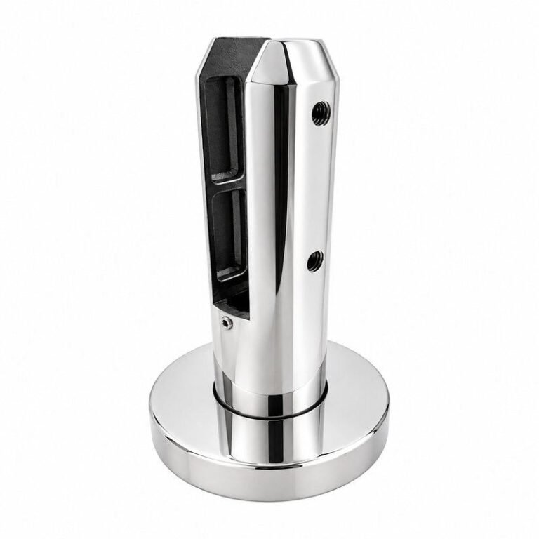 Reflective Silver Round-base Glass Spigot with Rectangular Pads