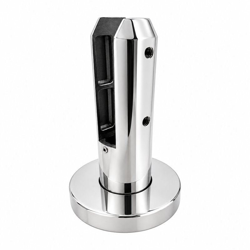 Reflective Silver Round-base Glass Spigot with Rectangular Pads
