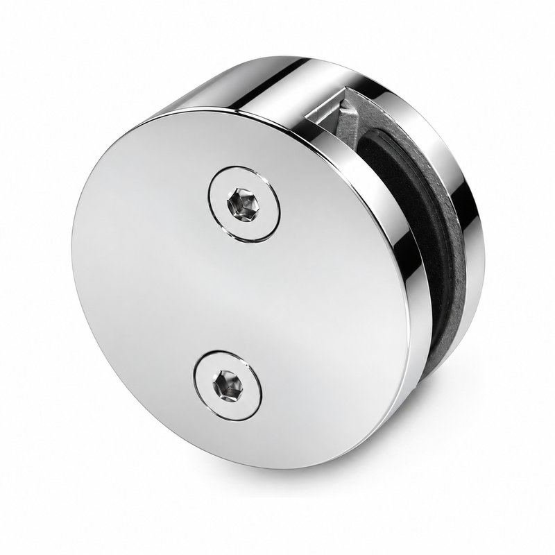 Reflective Silver Two-screw Round Glass Clamp