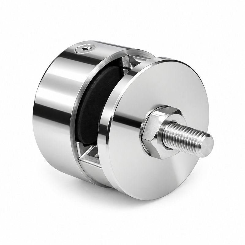 Reflective Silver Two-screw Round Glass Clamp
