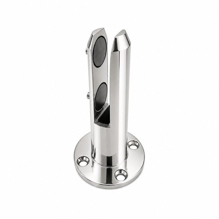 Reflective Silver Round-base Glass Spigot with Circular Pads