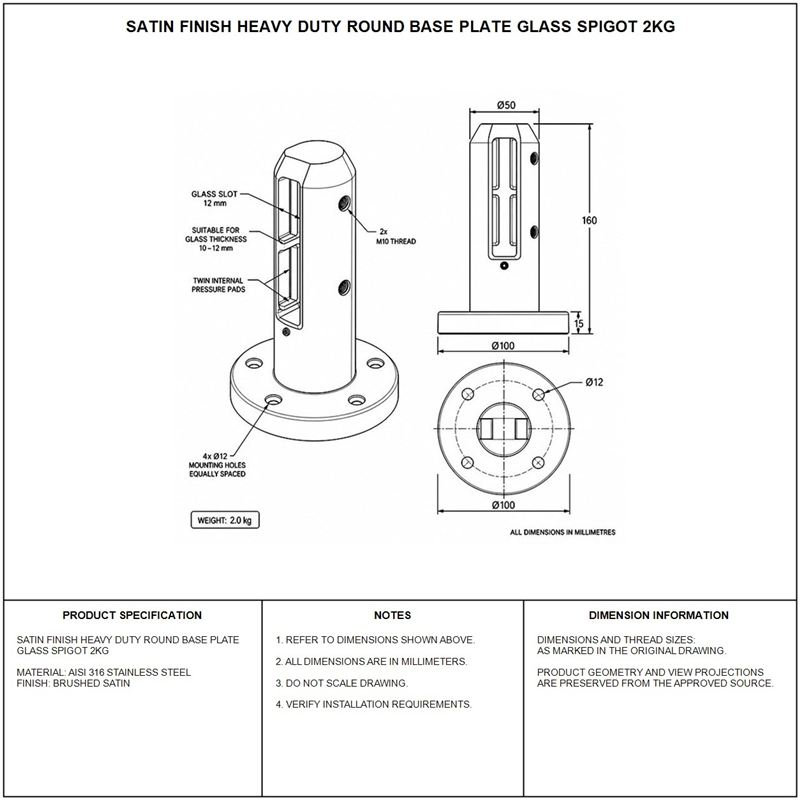 Reflective Silver Round-base Glass Spigot with Circular Pads