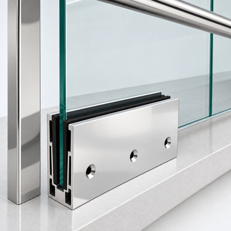 Reflective Silver Side-fixing Glass Railing Base Shoe