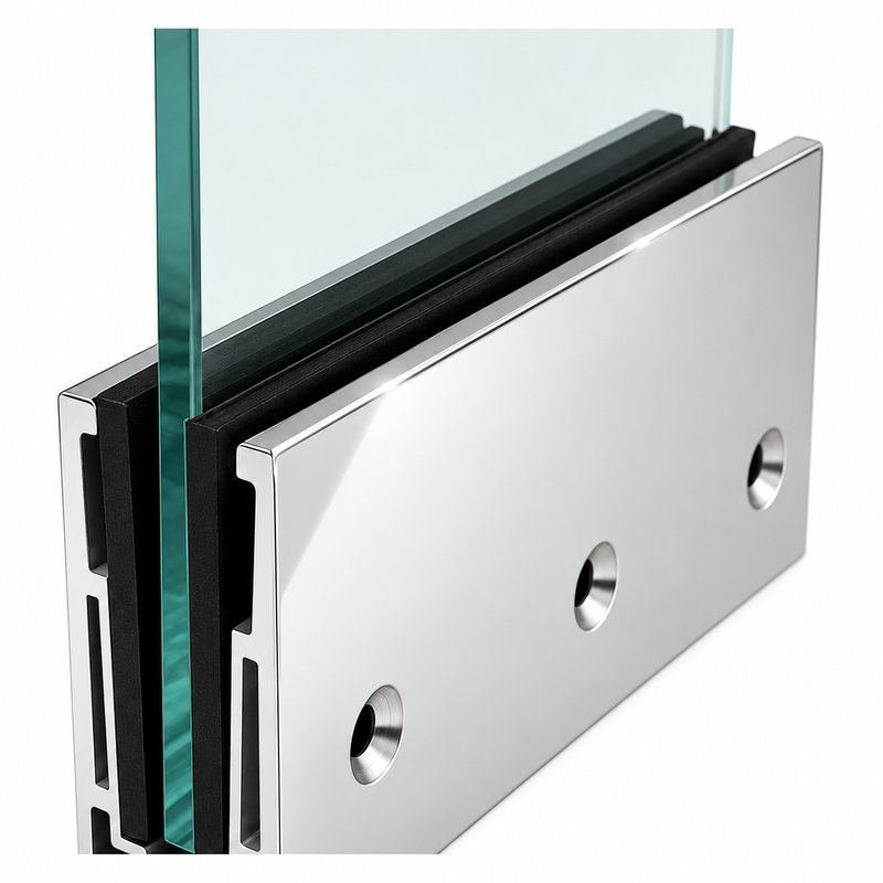 Reflective Silver Side-fixing Glass Railing Base Shoe