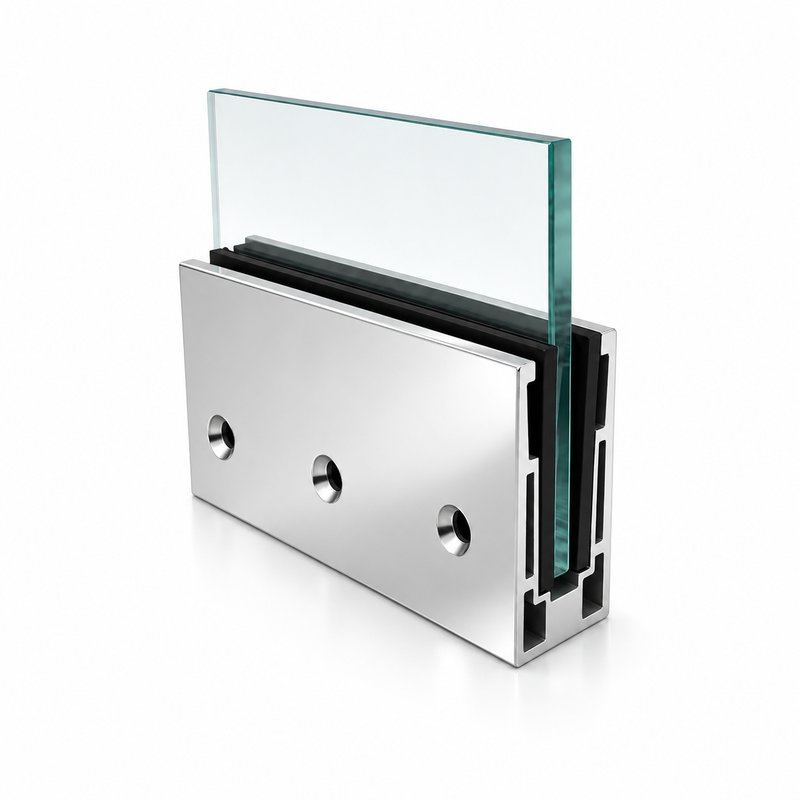 Reflective Silver Side-fixing Glass Railing Base Shoe