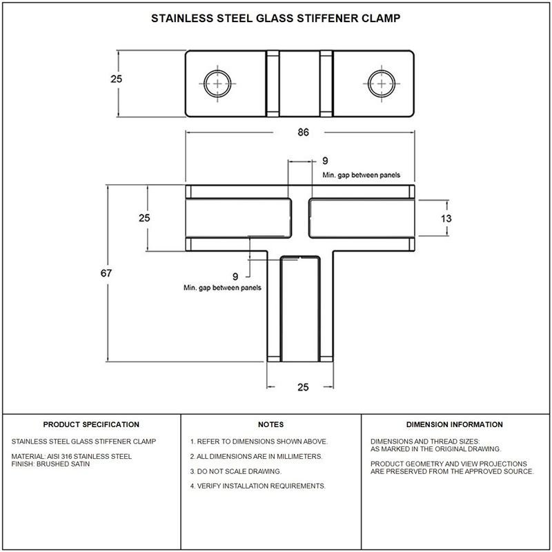 Cross-shaped Glass Connector Clamp