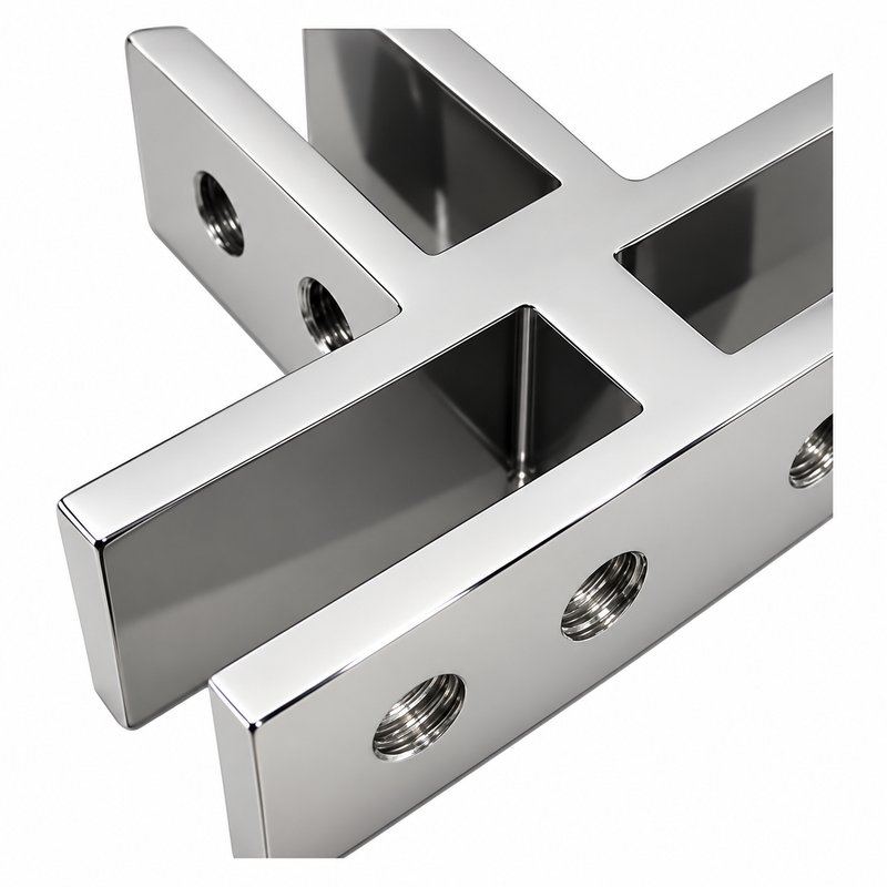 Reflective Silver Cross-shaped Glass Connector Clamp