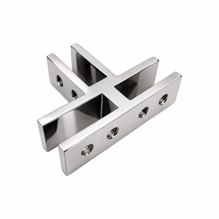 Reflective Silver Cross-shaped Glass Connector Clamp