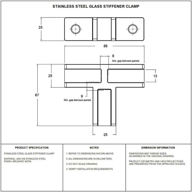 Reflective Silver Cross-shaped Glass Connector Clamp