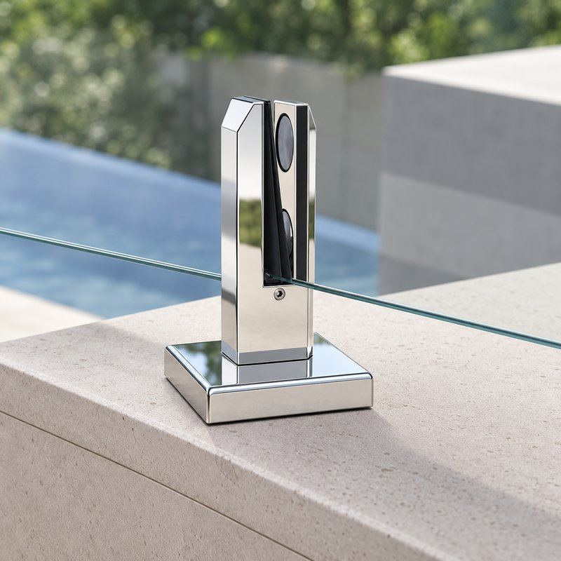 Reflective Silver Pressure-pad Square-base Glass Spigot