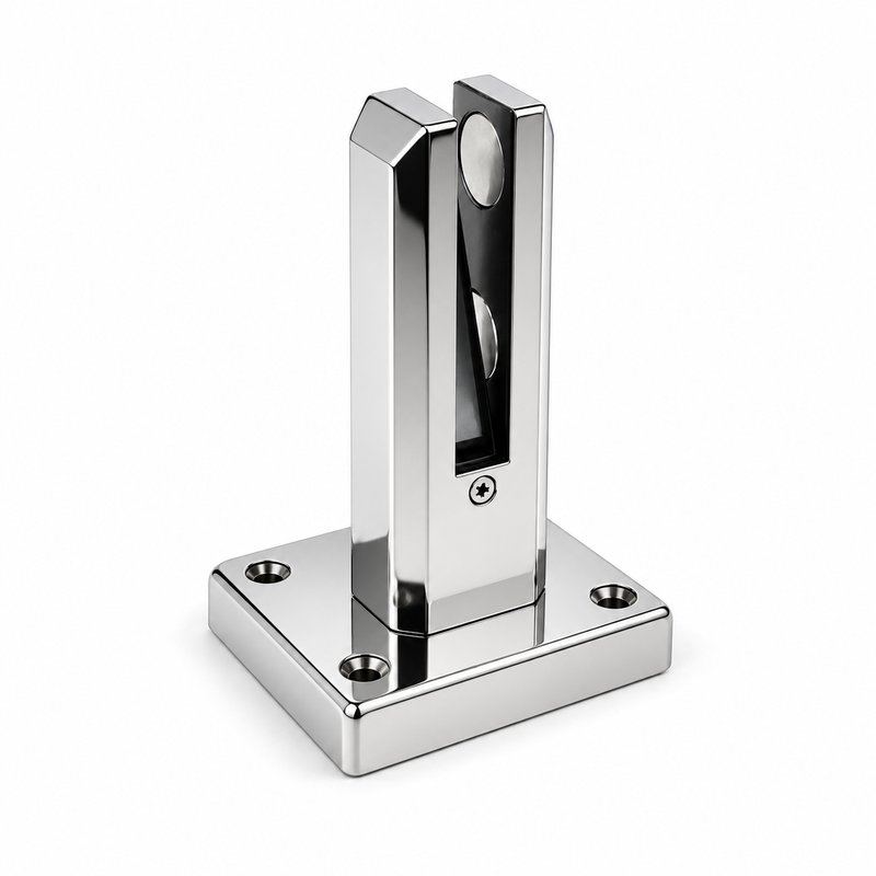 Reflective Silver Pressure-pad Square-base Glass Spigot