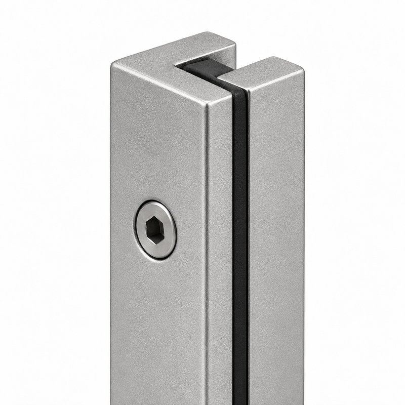 Matte Silver Slotted Mini Glass Railing Post