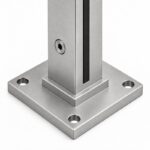 Matte Silver Slotted Mini Glass Railing Post