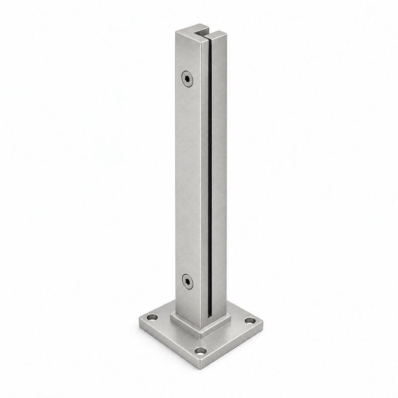 Matte Silver Slotted Mini Glass Railing Post