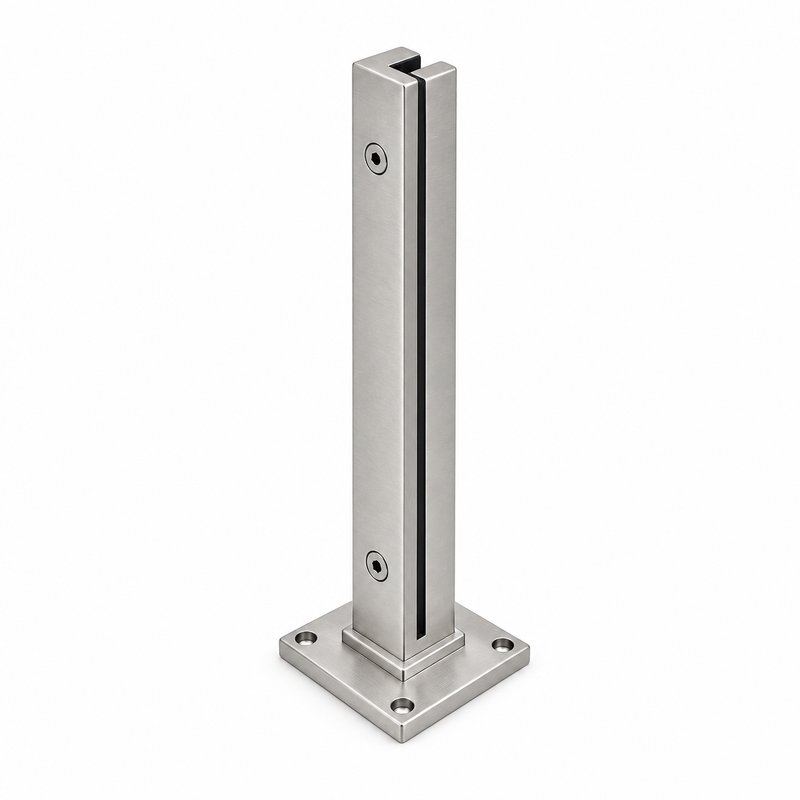 Matte Silver Slotted Mini Glass Railing Post