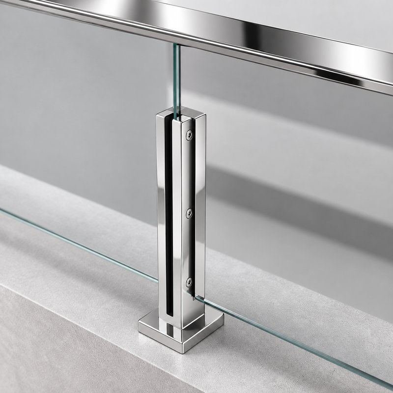 Reflective Silver Slotted Mini Glass Railing Post