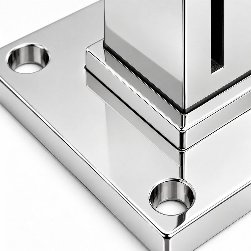 Reflective Silver Slotted Mini Glass Railing Post