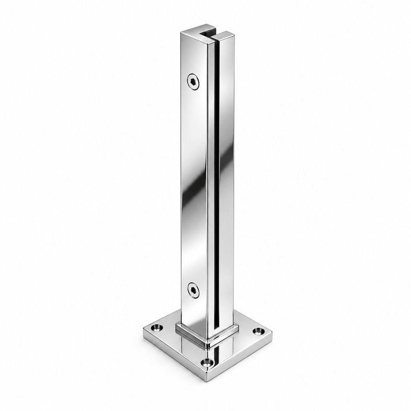 Reflective Silver Slotted Mini Glass Railing Post