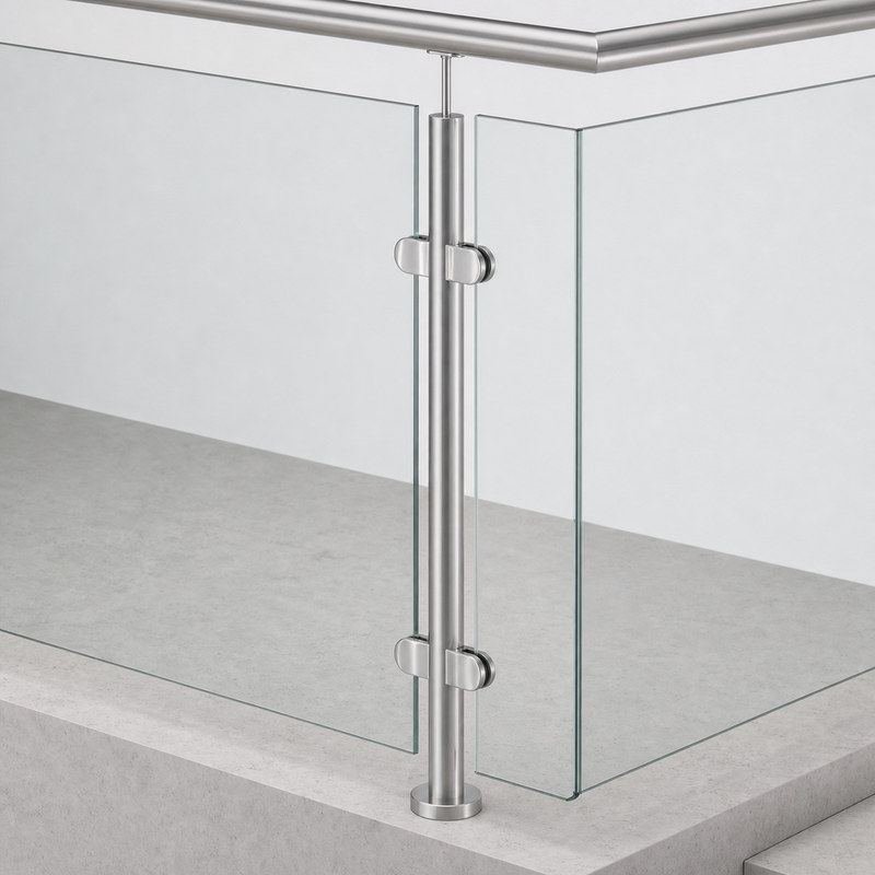 Round Corner Glass Railing Post