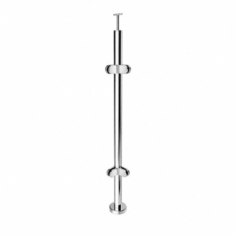 Reflective Silver Round Corner Glass Railing Post